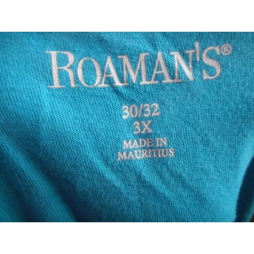 Roaman's Scoop Neck Swing tunic Tee Size 3x 30/32 Teal Blue - Picture 2 of 5